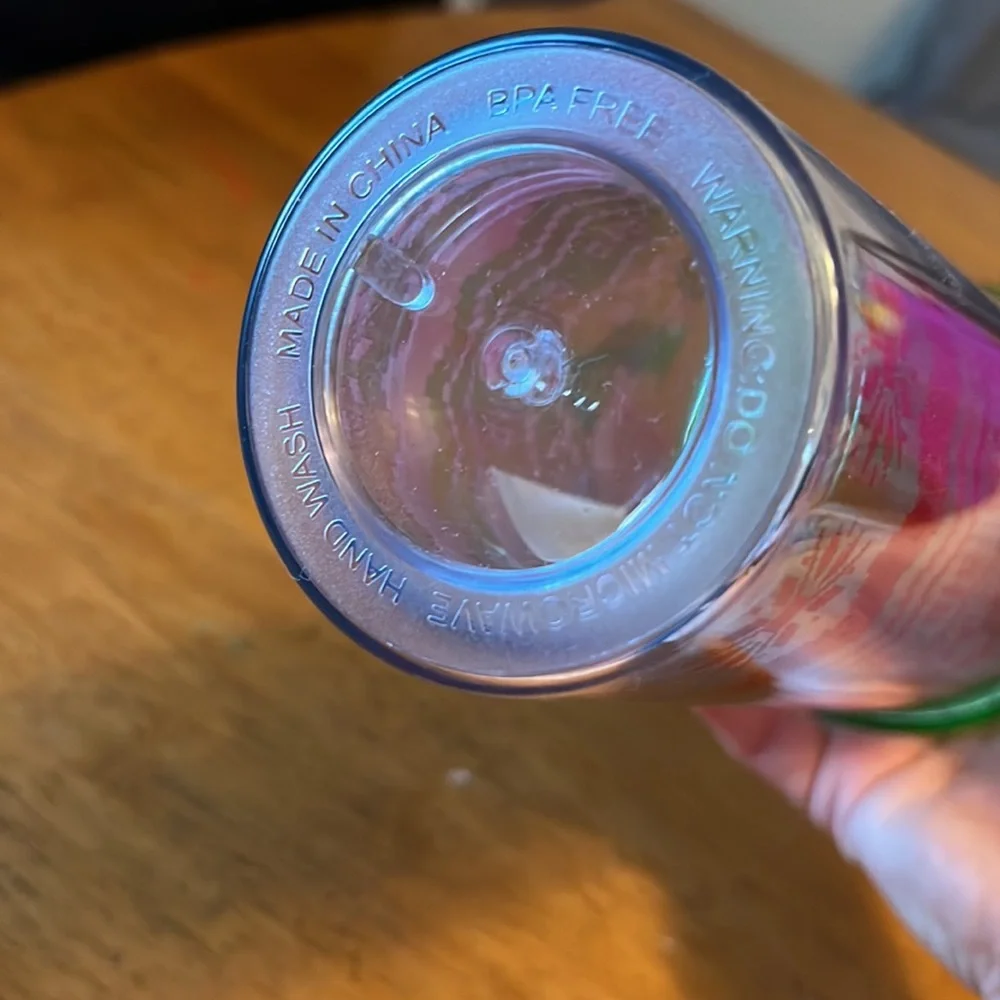 Double Wall Insulated Tumbler “JOY” with green top/straw, red knit patten